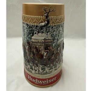 Vintage 1982 Budweiser Holiday Beer Stein Grant's Farm C Series Collector Mug